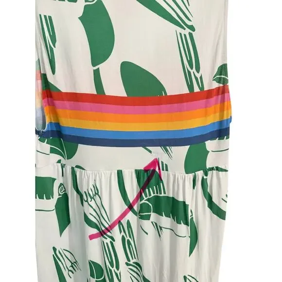 Farm Rio Anthropologie Rainbow Toucans Organic Cotton Maxi Dress Toucans S/M